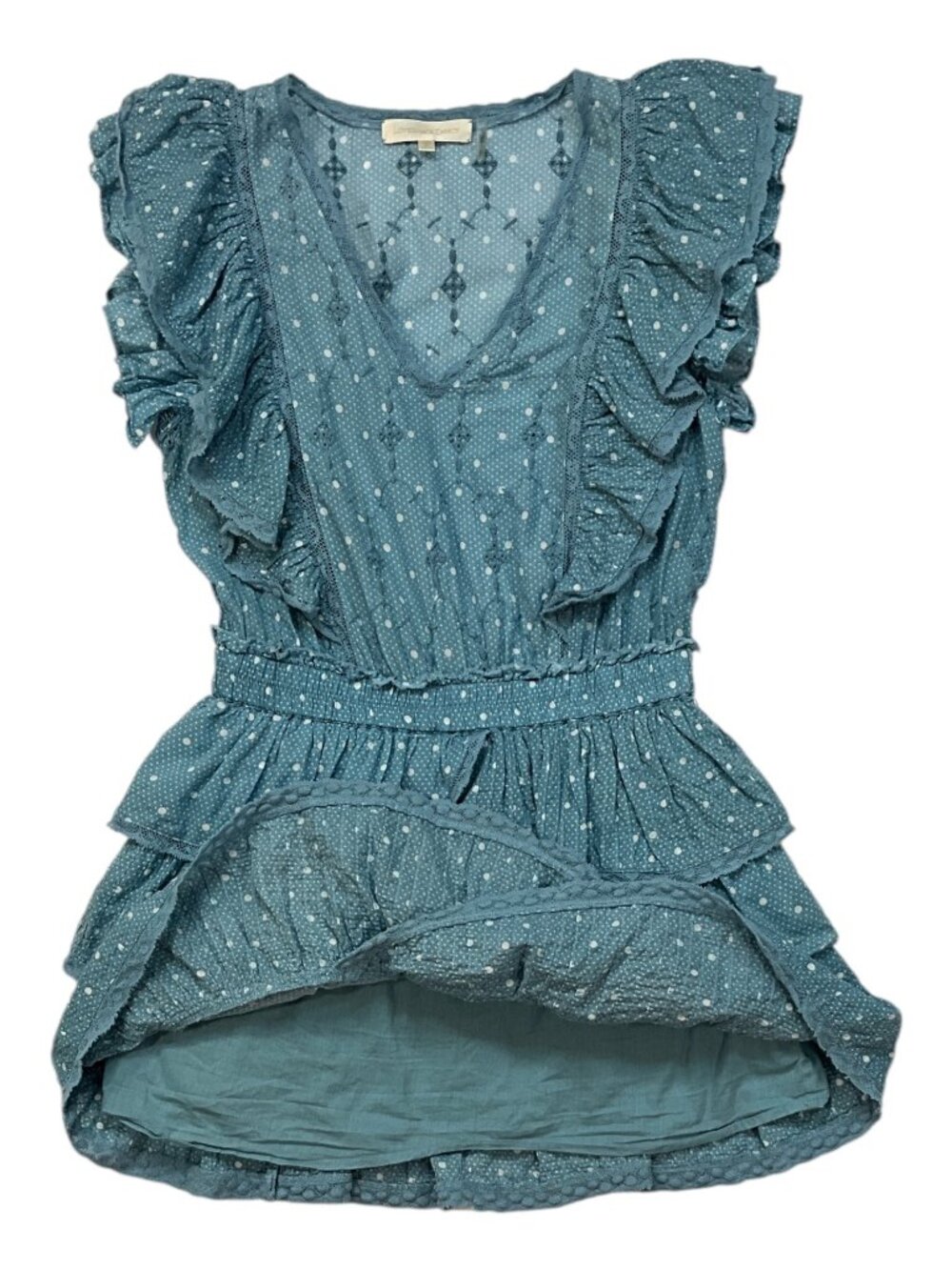 LoveShackFancy Corelli Dress P 00 Blue Bonnet Mini Ruffle Tiered - Picture 9 of 16